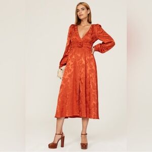 Chic Love, Whit Long Sleeve Orange Dress